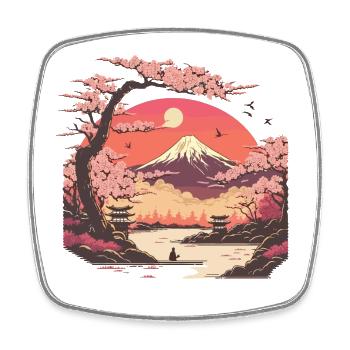 Cherry Blossom Landscape - Square fridge magnet - white - Front