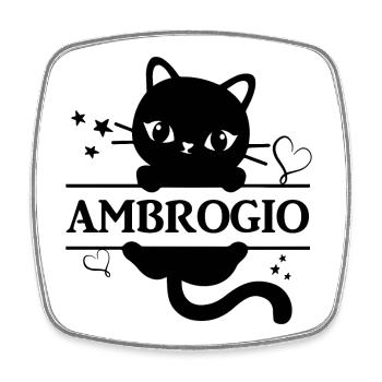Ambrogio t-shirt t-shirt gift idea cat Katze - Square fridge magnet - white - Front