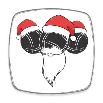Boule Santa Tenue de pétanque pour Bouler pour boules - Magnet carré - blanc - Devant