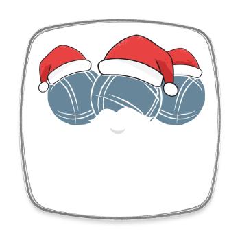 Boule Santa Tenue de pétanque pour Bouler pour boules - Magnet carré - blanc - Devant