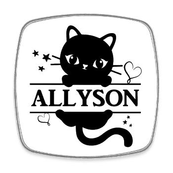 T-Shirt Allyson T-Shirt Katze Geschenkidee Katze - Viereckiger Kühlschrankmagnet - Weiß - Vorne