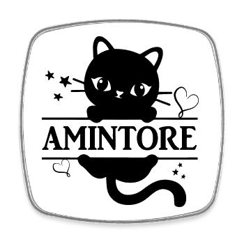 T-Shirt Amintore T-Shirt Katze Geschenkidee Katze Katze - Viereckiger Kühlschrankmagnet - Weiß - Vorne
