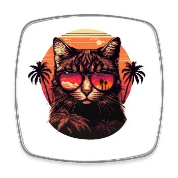 Illustration de chat de style des années 80 - Magnet carré - blanc - Devant
