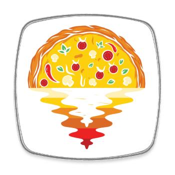 Pizza Sunset – Sea Aesthetic Design - Square fridge magnet - white - Front