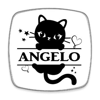 t-shirt Angel t-shirt gift idea cat Katze - Square fridge magnet - white - Front