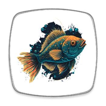 Fisch im Meer - Viereckiger Kühlschrankmagnet - Weiß - Vorne