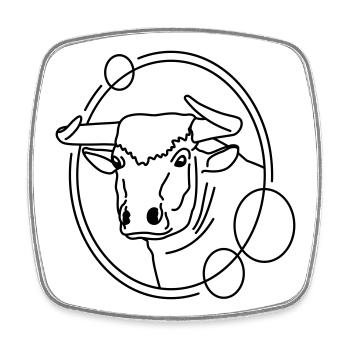 Stier in geometrischer Form - Line-Art-Design - Viereckiger Kühlschrankmagnet - Weiß - Vorne
