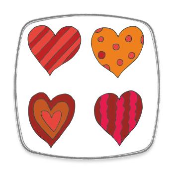 Heart variation 4er - Square fridge magnet - white - Front