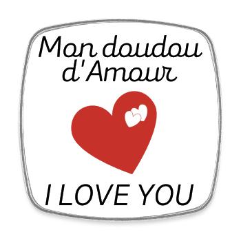 mon doudou d'amour i love you - Magnet carré - blanc - Devant