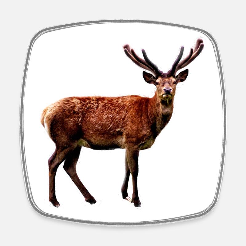 Hirsch - Viereckiger Kühlschrankmagnet - Weiß