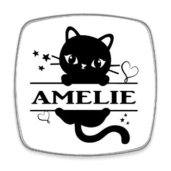Katze Katze T-Shirt Amelie T-Shirt Geschenkidee - Viereckiger Kühlschrankmagnet - Weiß - Vorne