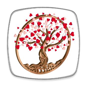 Baum in Holz Optik mit Herzen zum Valentinstag - Viereckiger Kühlschrankmagnet - Weiß - Vorne
