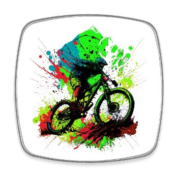 Mountain bike - Square fridge magnet - white - Front