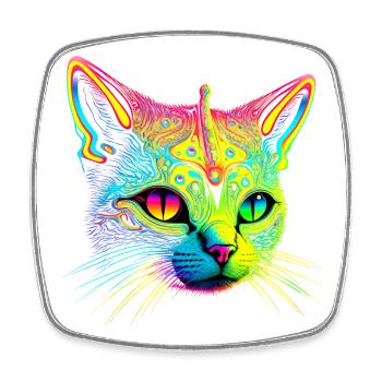 Katzen-Alien - Viereckiger Kühlschrankmagnet - Weiß - Vorne