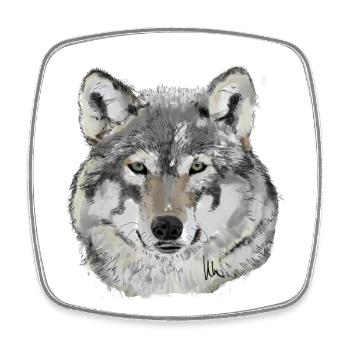 Wolf - Viereckiger Kühlschrankmagnet - Weiß - Vorne