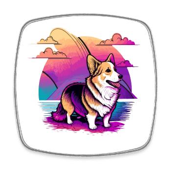Nice Corgi Art Illustration - Square fridge magnet - white - Front