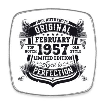 Cadeau d’anniversaire original de février 1957 - Magnet carré - blanc - Devant