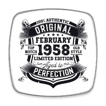 Cadeau d’anniversaire original de février 1958 - Magnet carré - blanc - Devant
