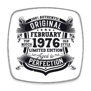 Cadeau d’anniversaire original février millésime 1976 - Magnet carré - blanc - Devant
