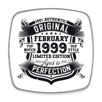 Cadeau d’anniversaire original février millésime 1999 - Magnet carré - blanc - Devant