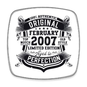 Original February vintage 2007 birthday gift - Square fridge magnet - white - Front