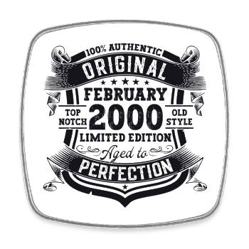 Cadeau d’anniversaire original février millésime 2000 - Magnet carré - blanc - Devant