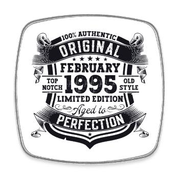 Cadeau d’anniversaire original février 1995 - Magnet carré - blanc - Devant
