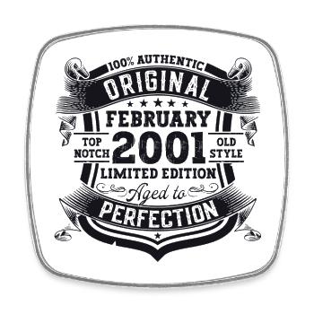 Cadeau d’anniversaire original de février 2001 - Magnet carré - blanc - Devant