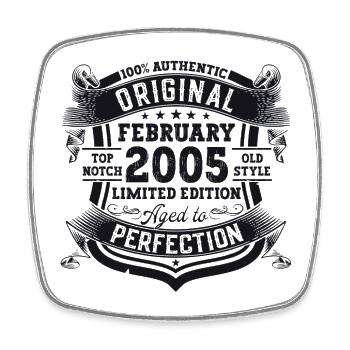 Cadeau d’anniversaire original de février 2004 - Magnet carré - blanc - Devant