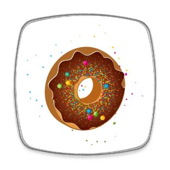 beautiful chocolate donut with colorful sprinkles - Square fridge magnet - white - Front