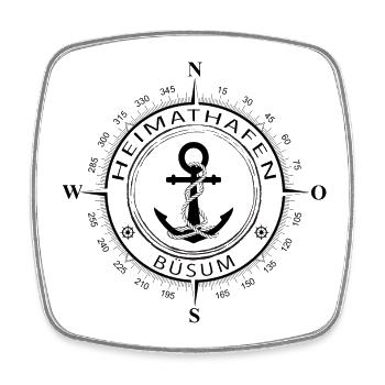 Heimathafen Büsum - Viereckiger Kühlschrankmagnet - Weiß - Vorne