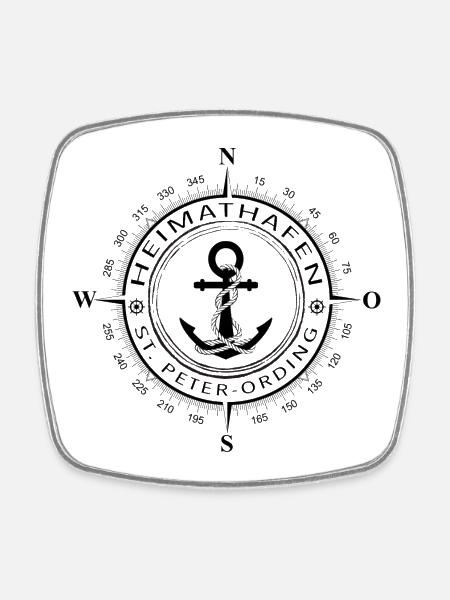 Heimathafen St Peter Ording - Viereckiger Kühlschrankmagnet - Weiß