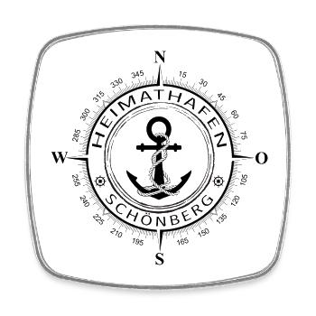 Heimathafen Schönberg - Viereckiger Kühlschrankmagnet - Weiß - Vorne