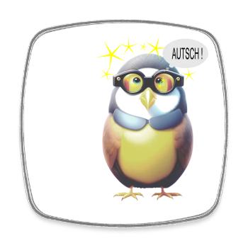 Lustiger Vogel mit Brille - Viereckiger Kühlschrankmagnet - Weiß - Vorne