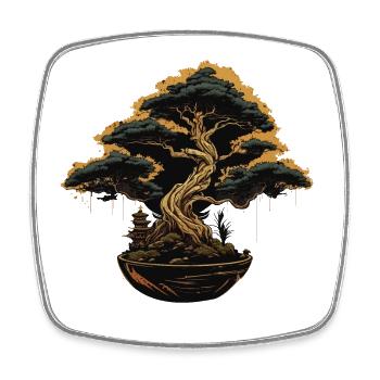 Bonsai in the Dark - Square fridge magnet - white - Front