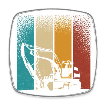 Excavator - Square fridge magnet - white - Front