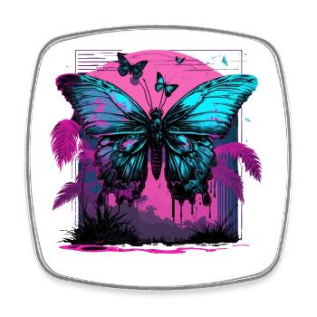 Nostalgic Transformation of Butterfly - Square fridge magnet - white - Front