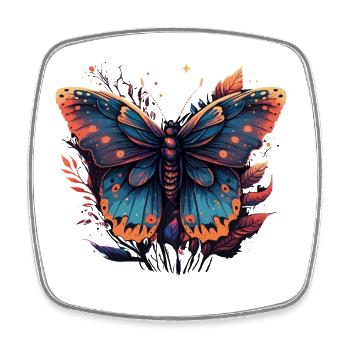 Papillon violet - Magnet carré - blanc - Devant