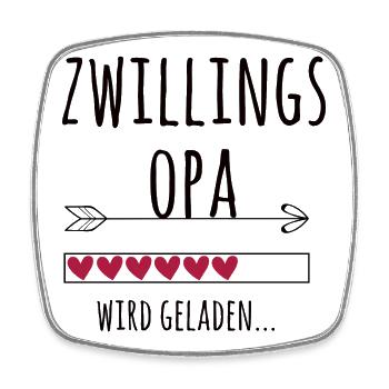 werdender Zwillingsopa Schwangerschaft Zwillinge - Viereckiger Kühlschrankmagnet - Weiß - Vorne