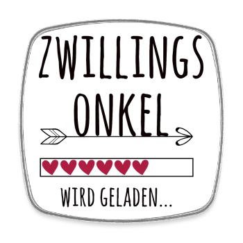 werdender Zwillingsonkel Schwangerschaft Zwillinge - Viereckiger Kühlschrankmagnet - Weiß - Vorne