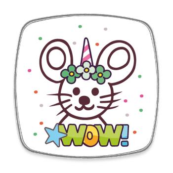 Karneval, Fasching, Maus - Viereckiger Kühlschrankmagnet - Weiß - Vorne