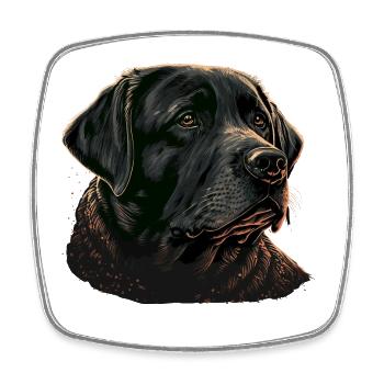 Chubby Gesicht Schwarz Labrador Retriever - Viereckiger Kühlschrankmagnet - Weiß - Vorne