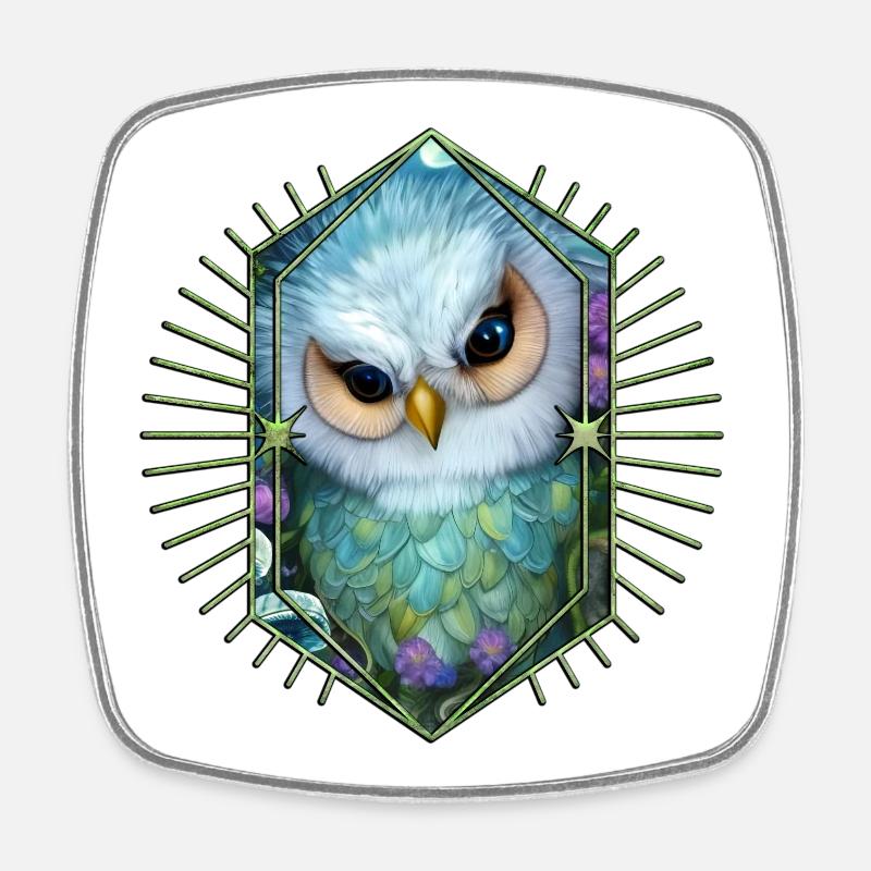 Hibou mignon les oiseaux de la nuit - Magnet carré - blanc