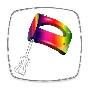Handrührgerät in bunten Regenbogen Farben - Viereckiger Kühlschrankmagnet - Weiß - Vorne