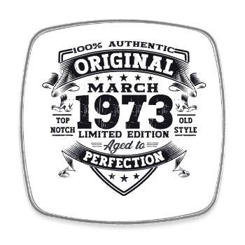 50e anniversaire Mann Original March Né en 1973 - Magnet carré - blanc - Devant