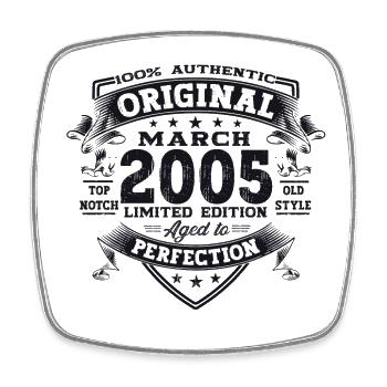 18th birthday man Original March vintage 2005 - Square fridge magnet - white - Front