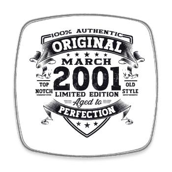 22nd birthday man Original March Born 2001 - Square fridge magnet - white - Front