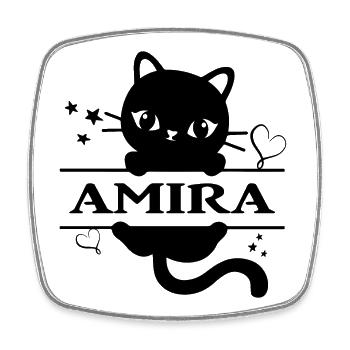 t-shirt Amira t-shirt idée cadeau gato chat chat - Magnet carré - blanc - Devant