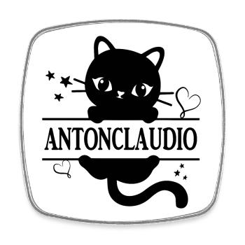 Antonclaudio T-Shirt T-Shirt Katze Geschenkidee - Viereckiger Kühlschrankmagnet - Weiß - Vorne
