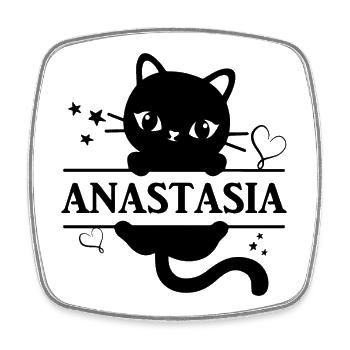T-Shirt Anastasia T-Shirt Katze Geschenkidee Katze Katze Katze - Viereckiger Kühlschrankmagnet - Weiß - Vorne